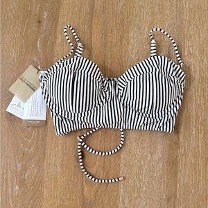 Vix Paulahermanny Black and White Striped Swimsuit Bikini Top